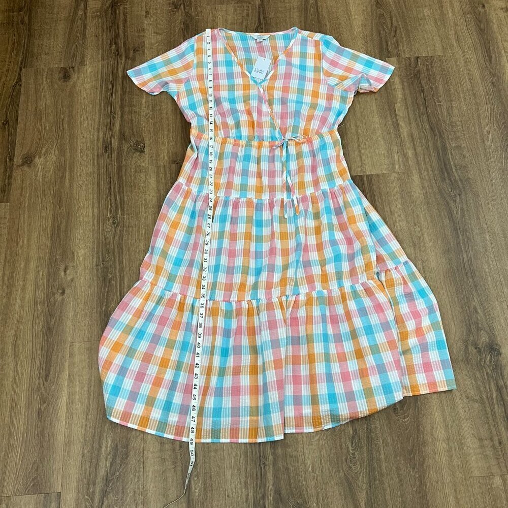 NEW Croft & Barrow Checkered Tiered Seersucker Short Sleeve Dress Sz XXL - Picture 11 of 13